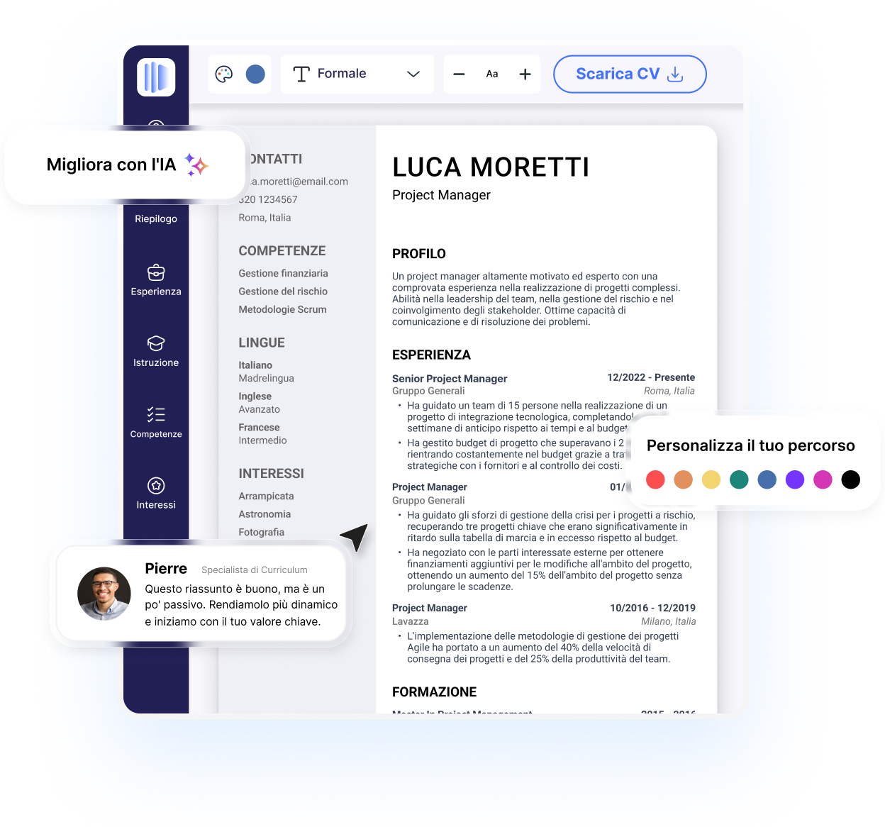 Il modo più semplice per creare <span class="hero-title-span">CV eccezionale</span>